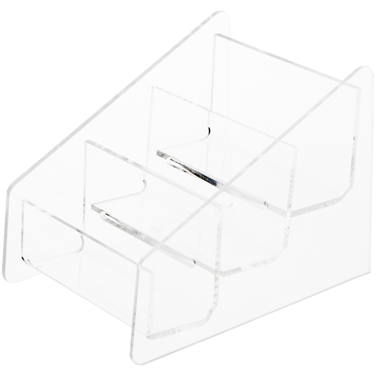 Plymor Clear Acrylic 3-Pocket Business Card Holder & Display (Horizontal), 4" H x 4" W x 5.25" D