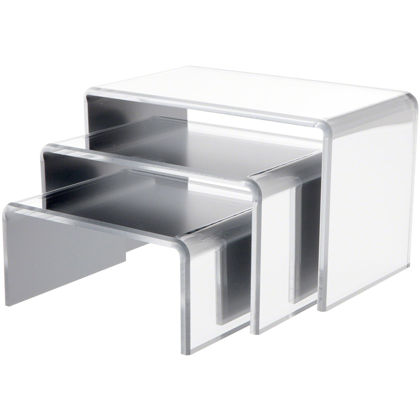 Plymor Mirrored Acrylic Rectangular Display Risers, 4" Deep Assortment ...