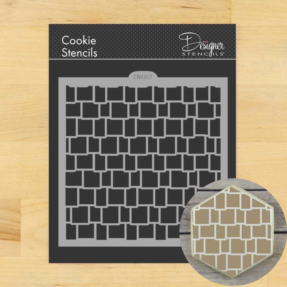 Cedar Shake Roof Cookie &#x26; Craft Stencil | CM087 by Designer Stencils | Cookie Decorating Tools | Baking Stencils for Royal Icing, Airbrush, Dusting Powder | Craft Stencils for Canvas, Paper, Wood | Reusable Food Grade Stencil