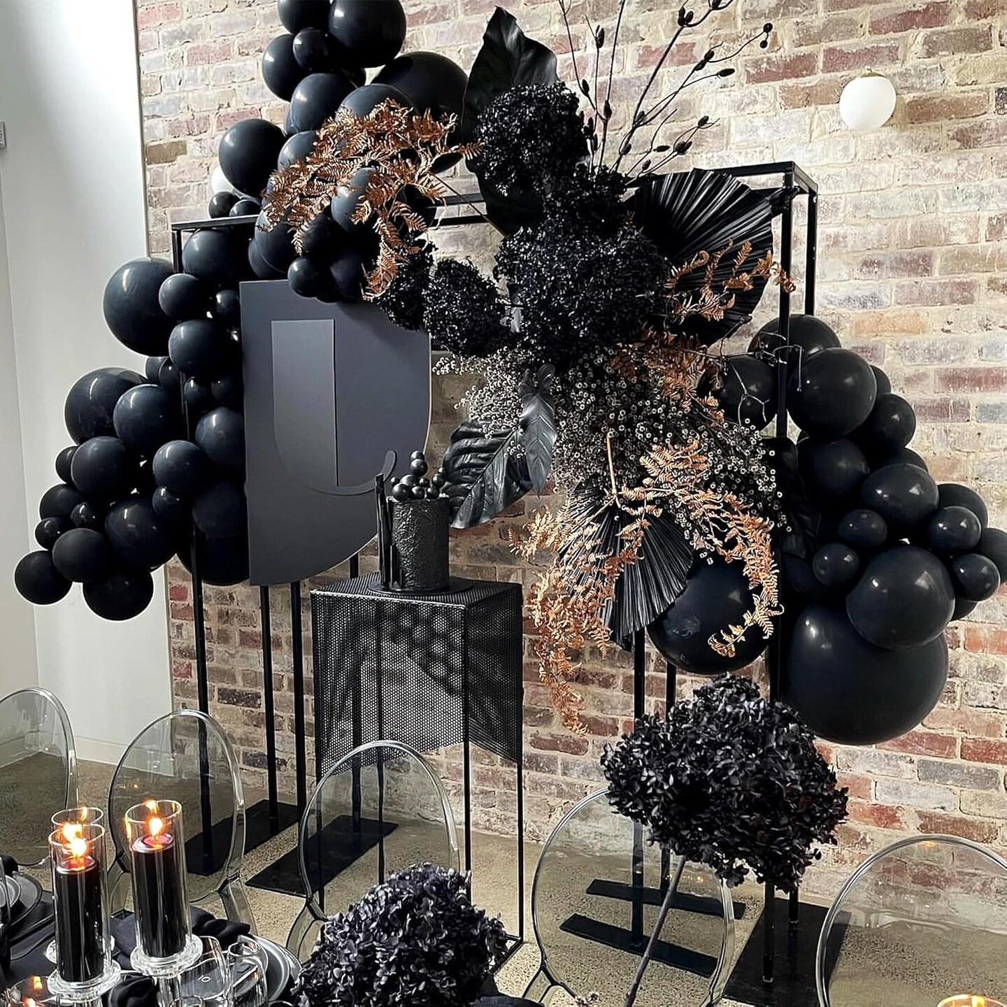 200 Pieces Black Balloons Different Sizes 5 10 12 18 Inch Latex Balloons Balloon Garland Arch Kit for for Black Themed Party Decorations