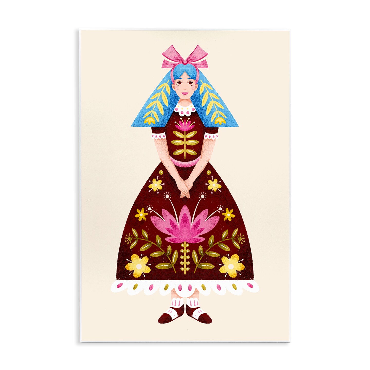 Stupell Industries Blue Haired Folk Girl Wall Plaque Design by Hannah Moren