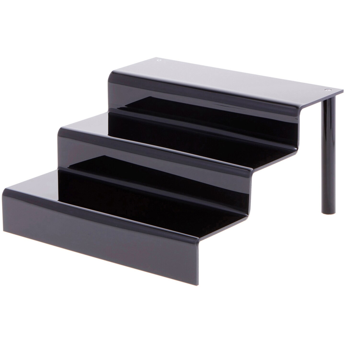 Plymor Black Acrylic 3-Step Display Stairs, 6.375&#x22; H x 12&#x22; W x 12.625&#x22; D