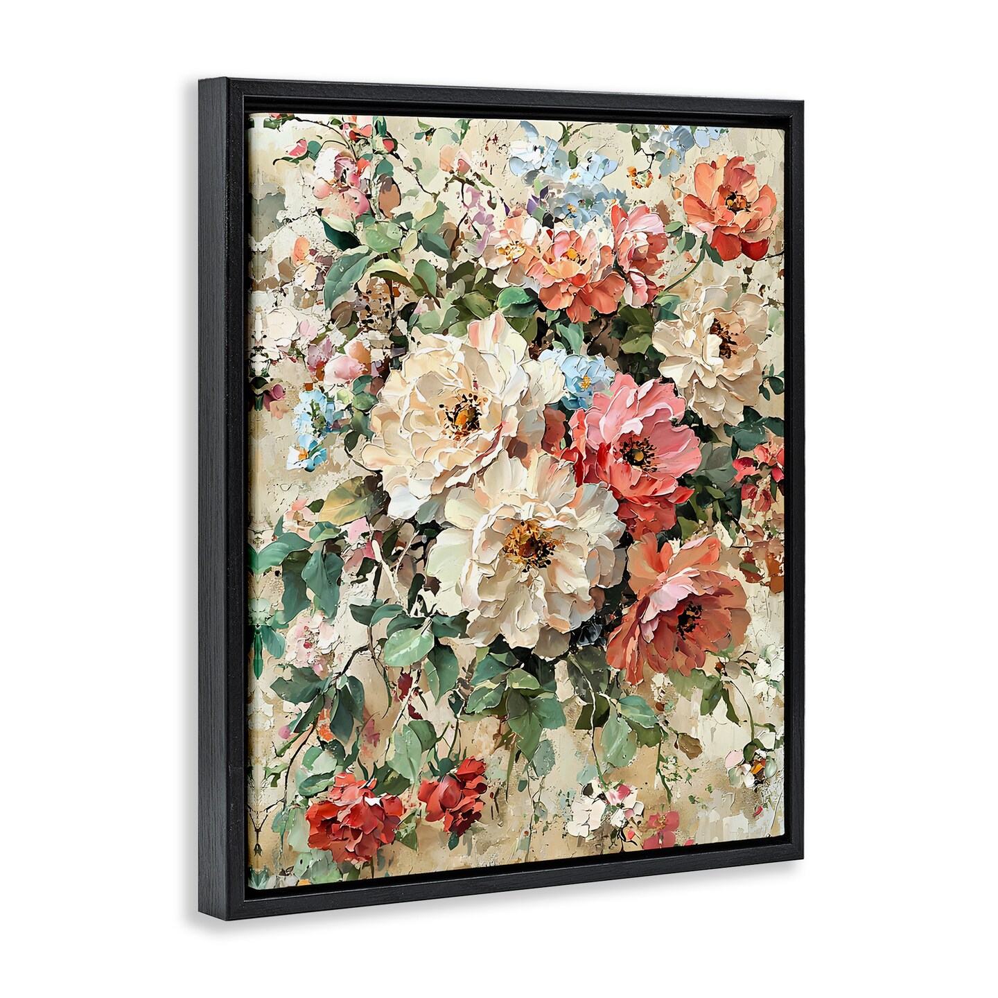 Stupell Industries Aged Abstract Flowers Floating Frame Design by Franklyn Gregory