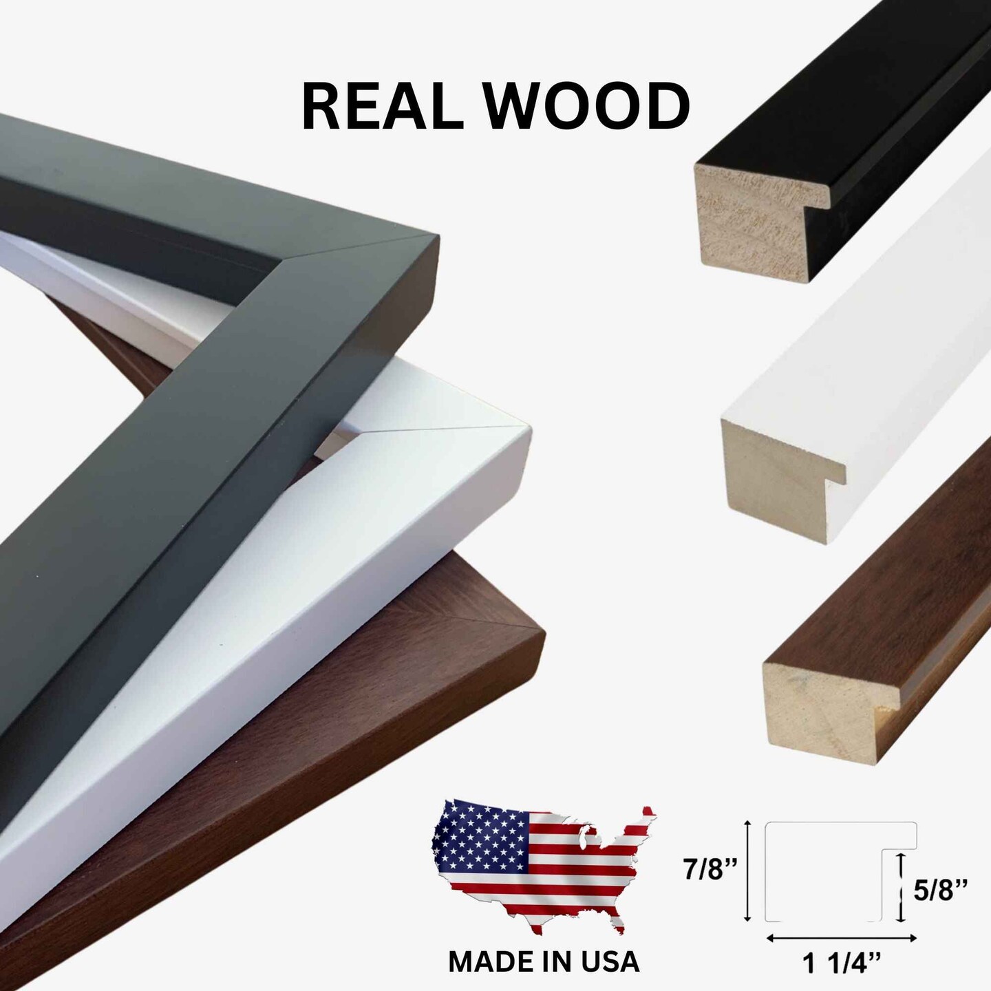 Modern White 11x12 Picture Frame Wood Gallery Wall - 11 x 12 Poster Frame