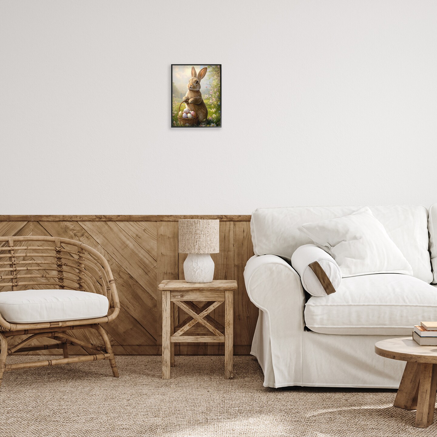 Stupell Industries Bunny with Easter Basket Framed Giclee Design by Franklyn Gregory