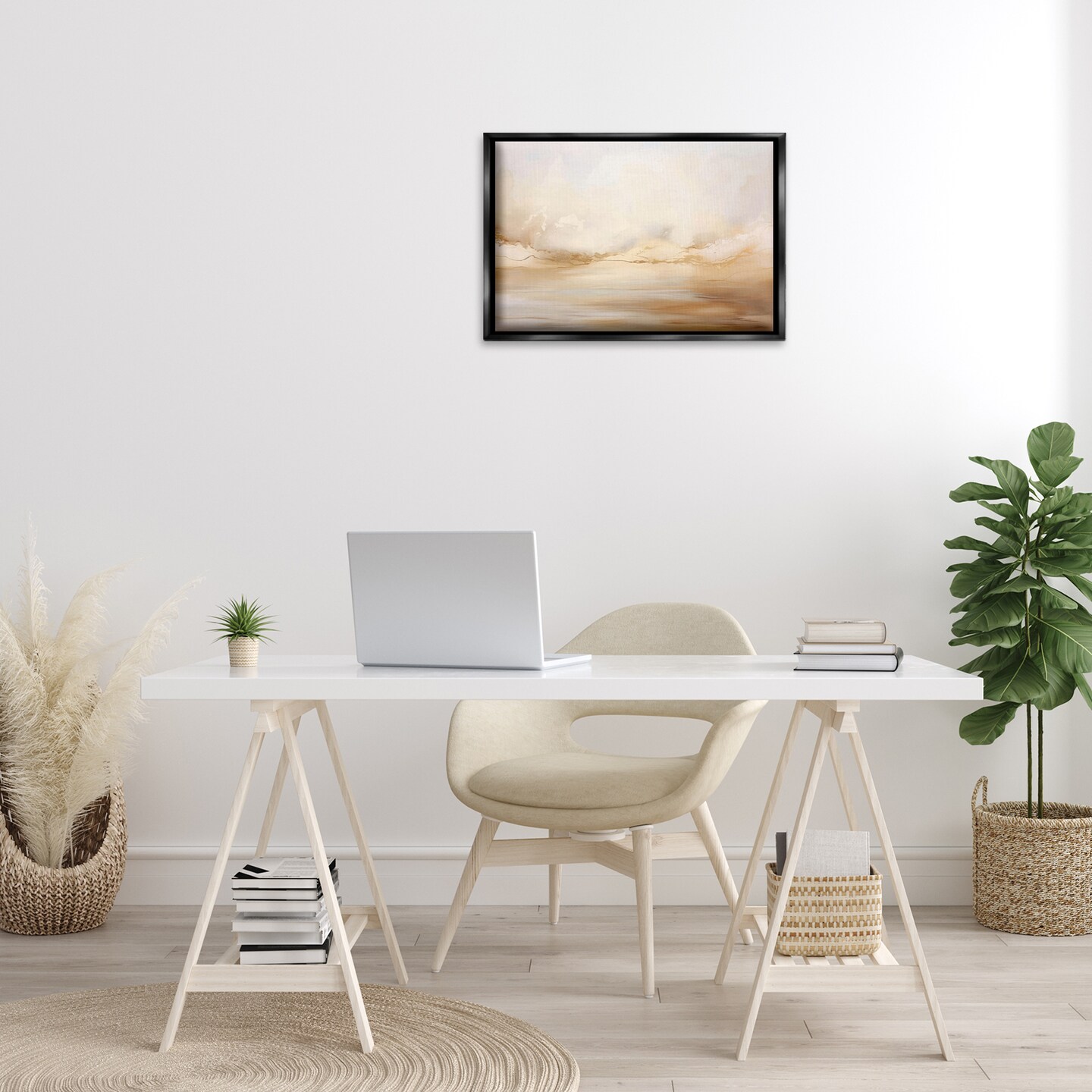 Stupell Industries Neutral Abstract Horizon Line Floating Frame Design by LSR Creative Studio