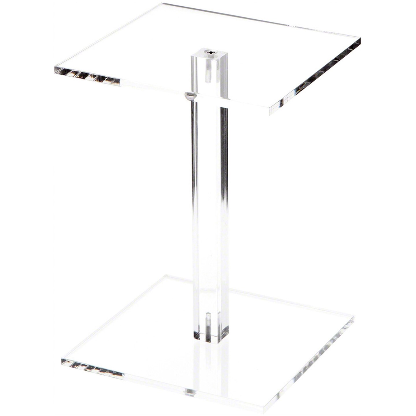 Plymor Clear Acrylic Square Barbell Pedestal Display Riser 8.5 inches (Height) x 6 inches (Width) x 6 inches (Depth) (1/4 inches thick)