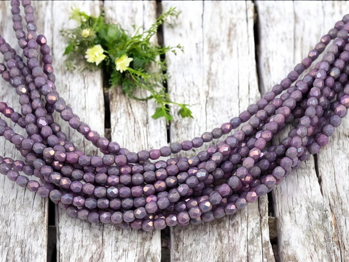 *50* 4mm Luster Opaque Amethyst Fire Polished Round Beads