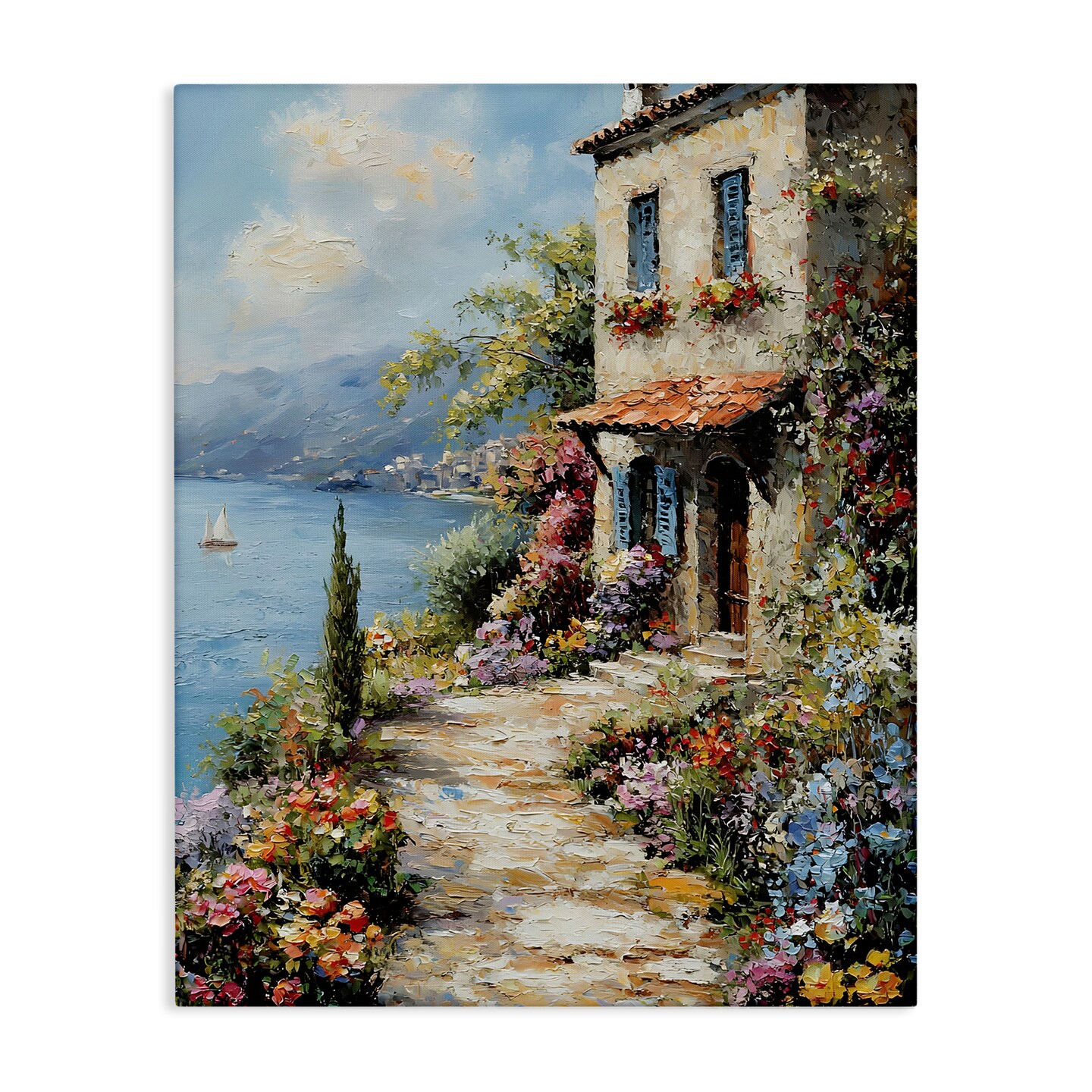 Quadro Su Tela Stupell Industries – Mucca Gentile Su Blu, Main Line Studio – 36 X 36 Cm, Cornice In Legno, Pronto Da Appendere