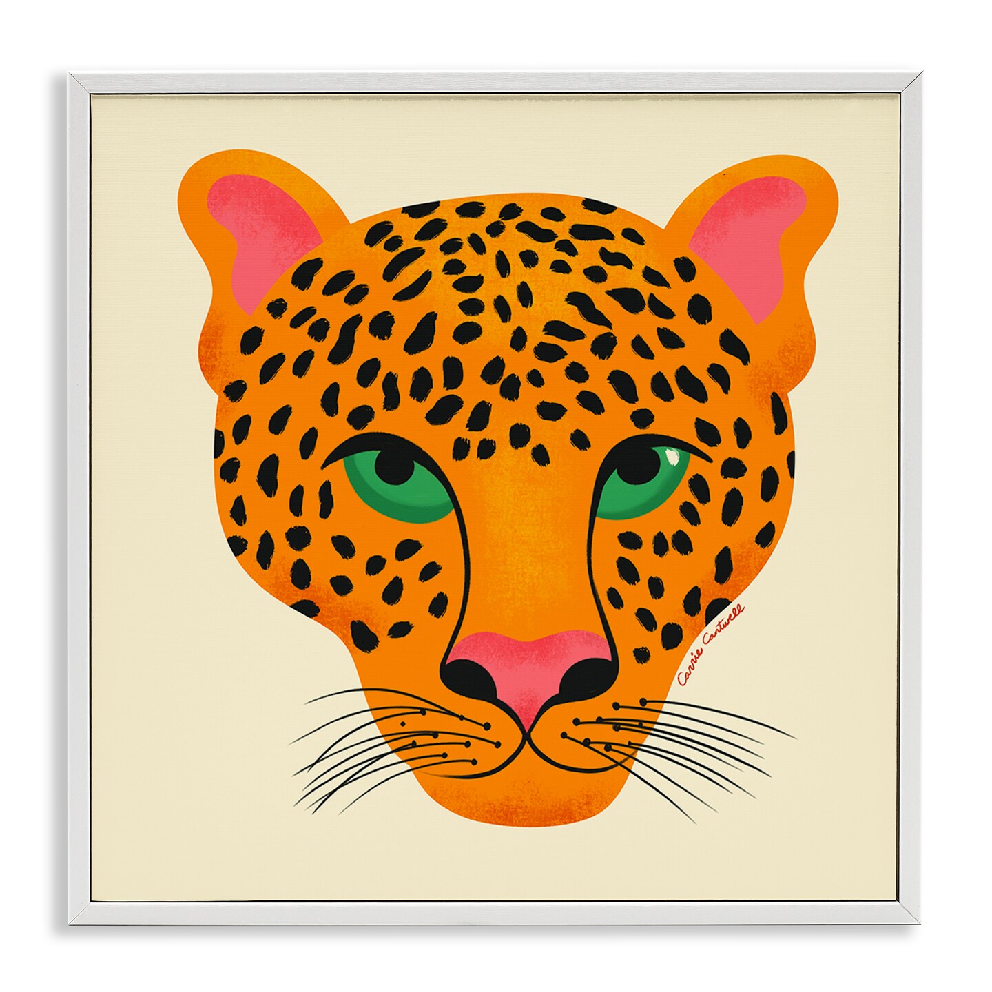 Stupell Industries Modern Leopard Wildlife Face Framed Giclee Design by Carrie Cantwell