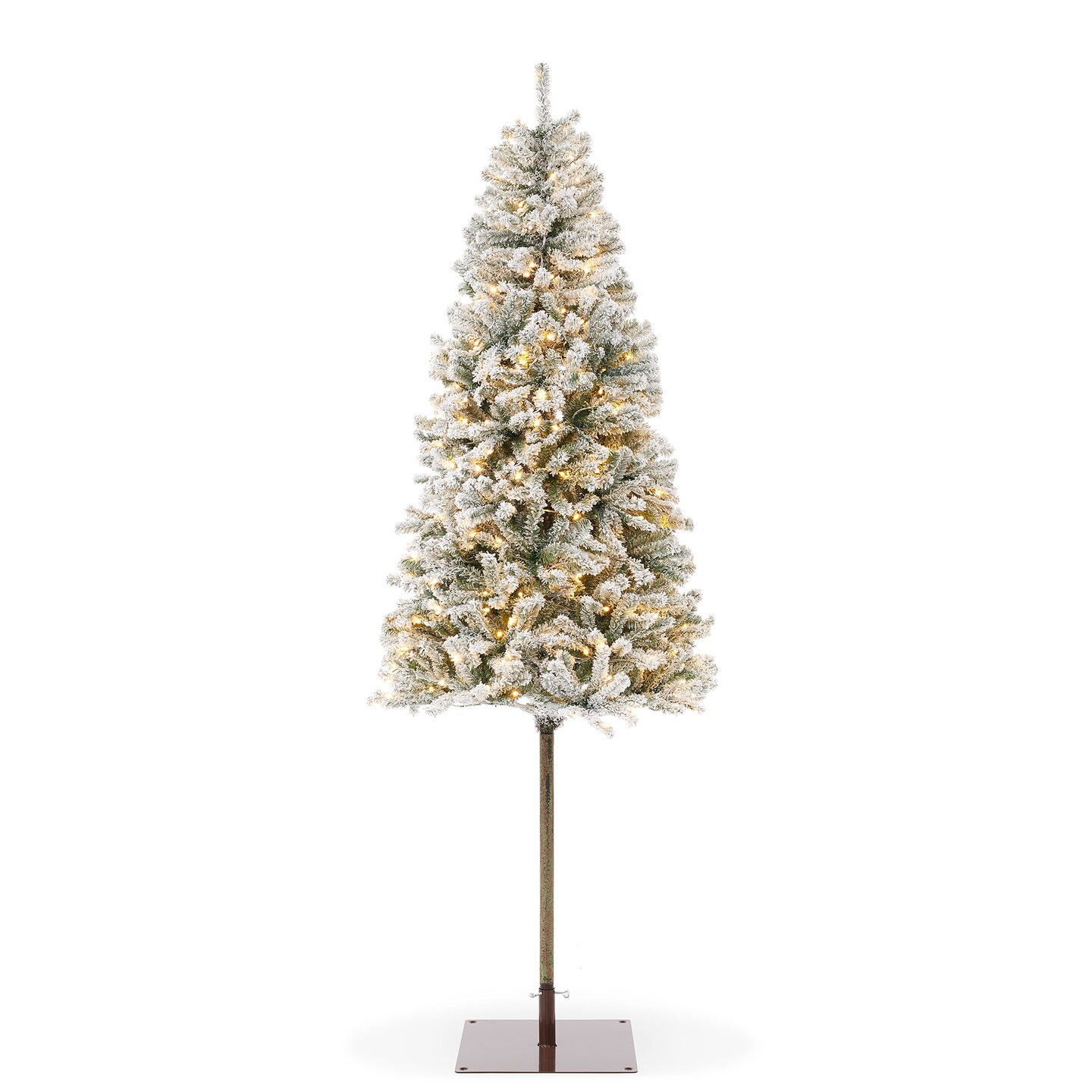Casafield Pre-Lit Realistic Pencil Alpine Fir Artificial Holiday Christmas Tree with LED Lights and Metal Stand