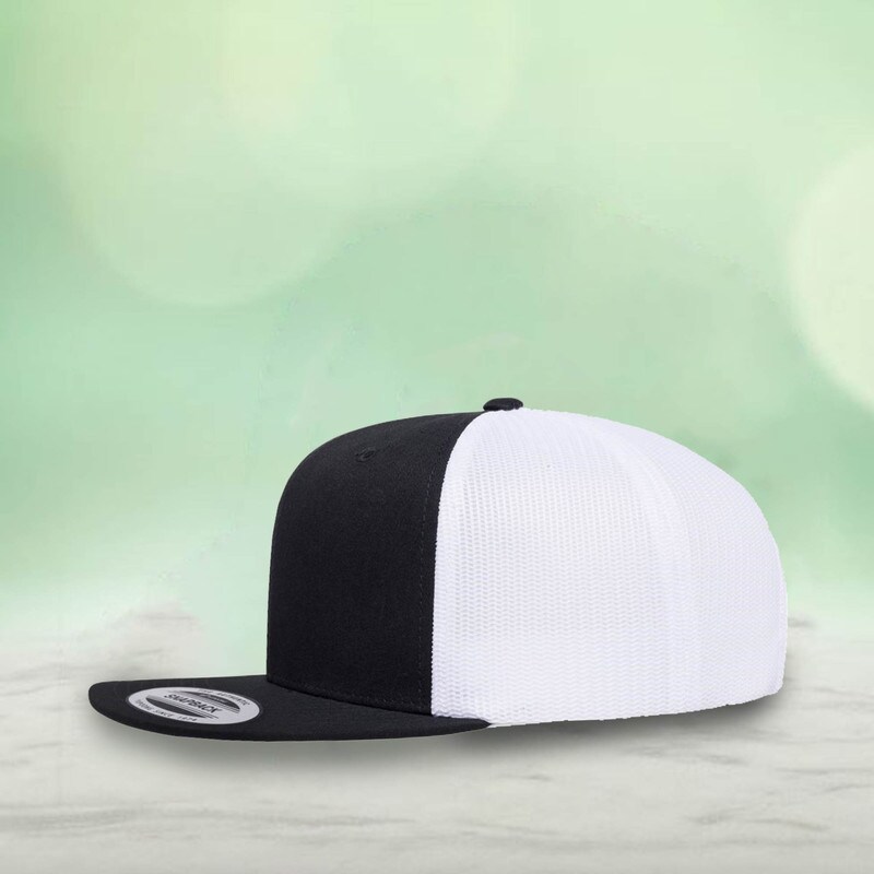 1 Count Retro High Profile Trucker Cap with Snapback Closure and Flat Bill Design