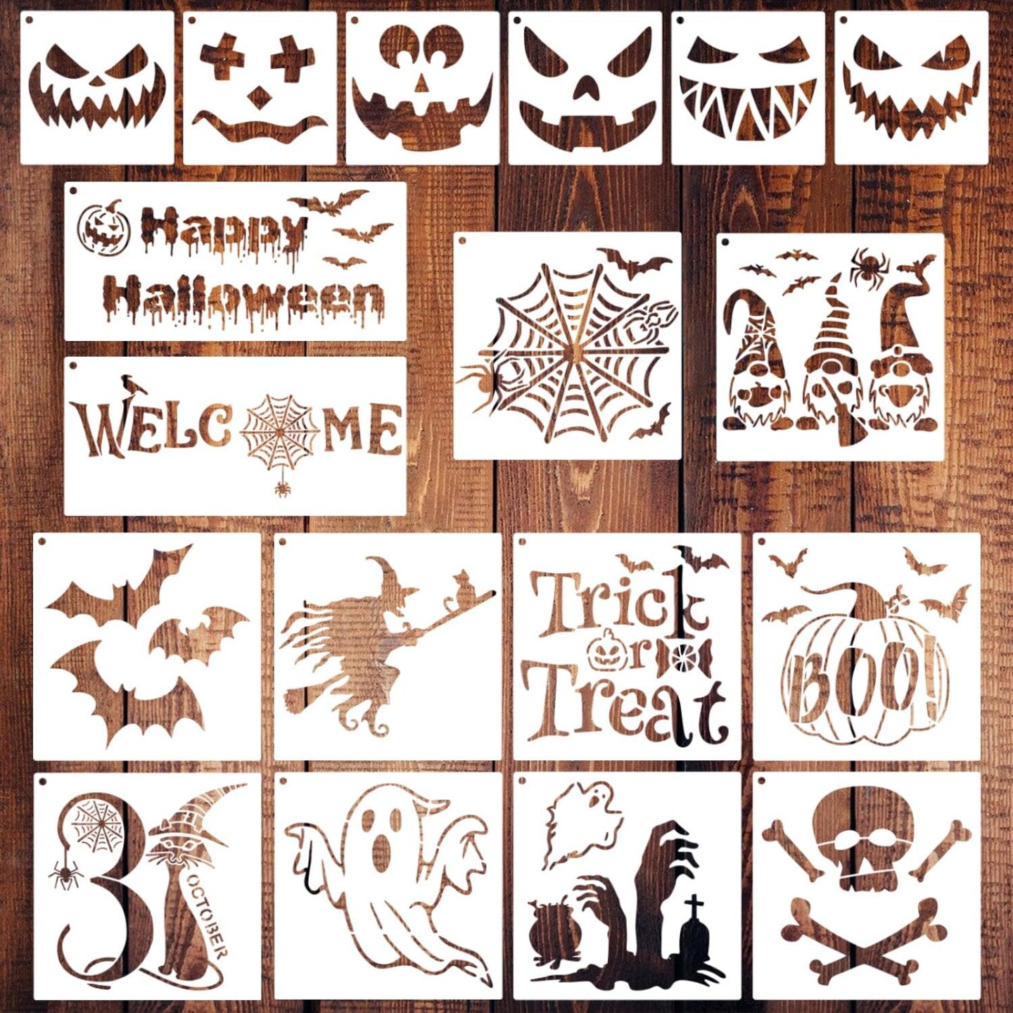 18 Pieces Halloween Stencils