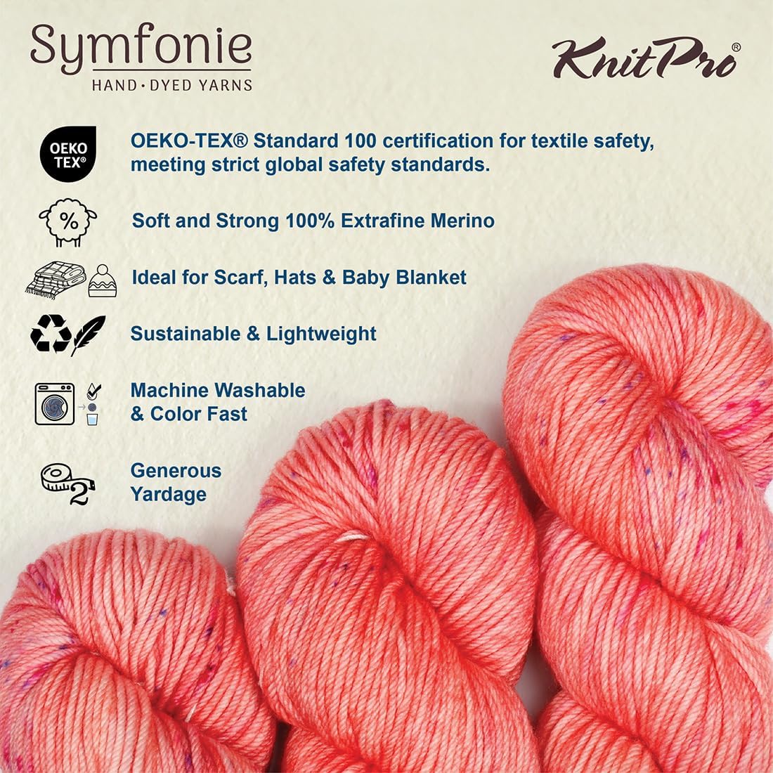 KnitPro Symfonie Premium Hand Dyed Yarn Merino Wool| Bella Variegated Colors