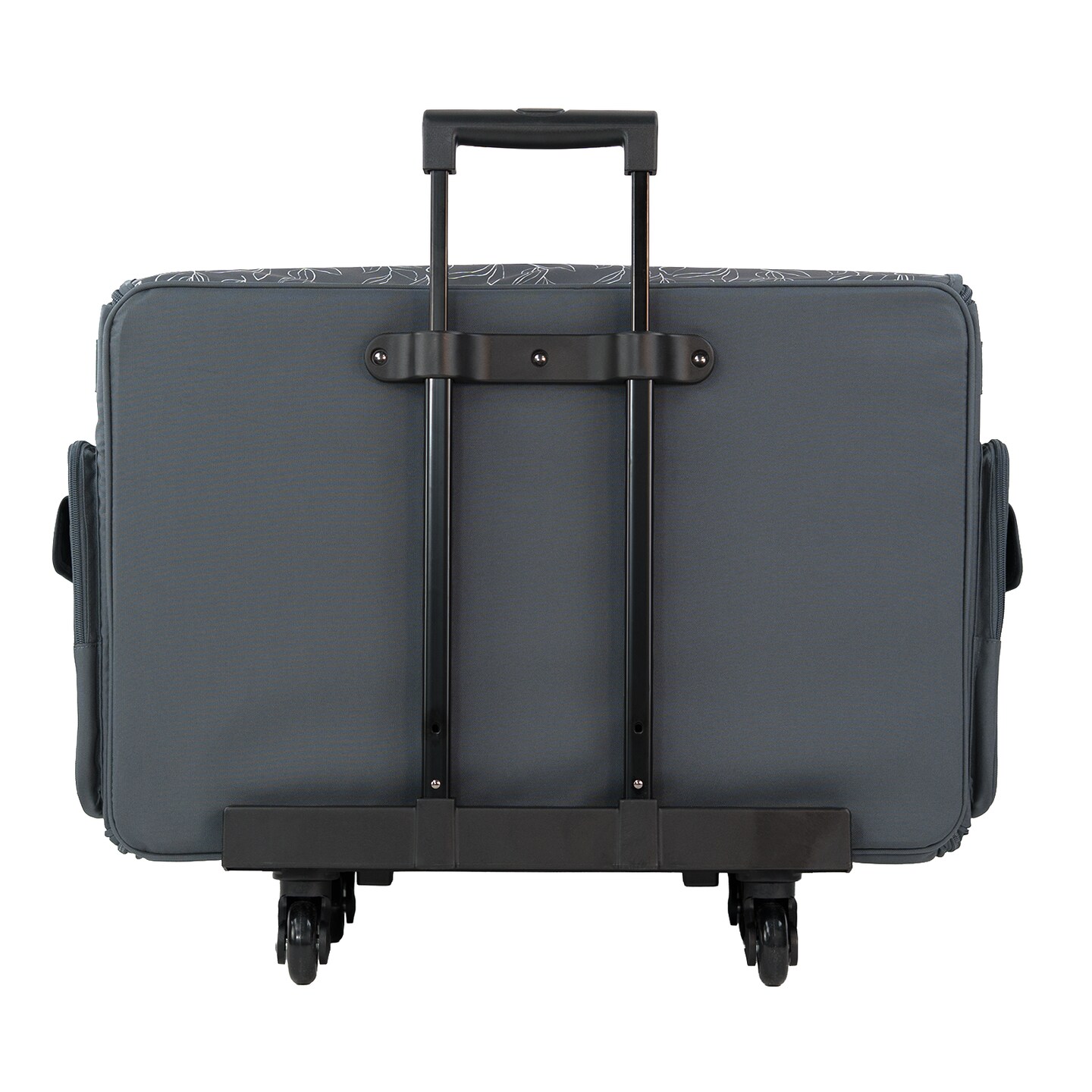 Everything Mary XXL 4 Wheel Collapsible Rolling Sewing Machine Storage Case, Grey Floral