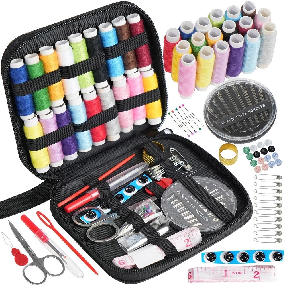 Travel Mini Sewing Kit with Thread, Scissors, Needles & Accessories – Portable Emergency Sewing Set