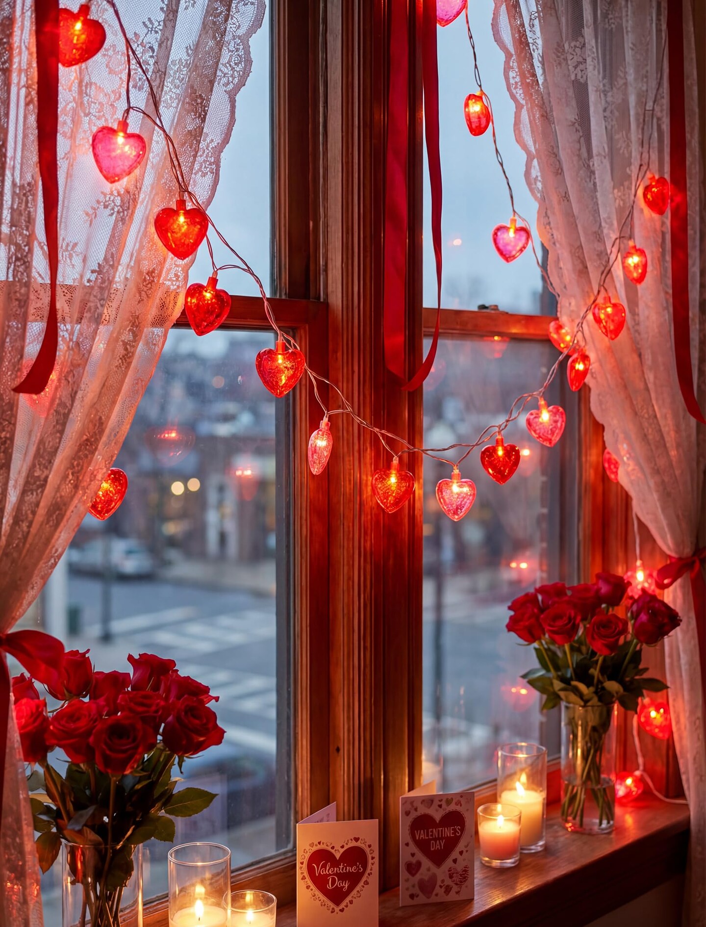 Heart String Lights, 8.5Ft Valentine's Day Decorations String Lights with 10 Pink and Red Heart Lights, Plug in Heart Fairy Lights for Bedroom Home Wedding Indoor Outdoor Valentine's Day Decor