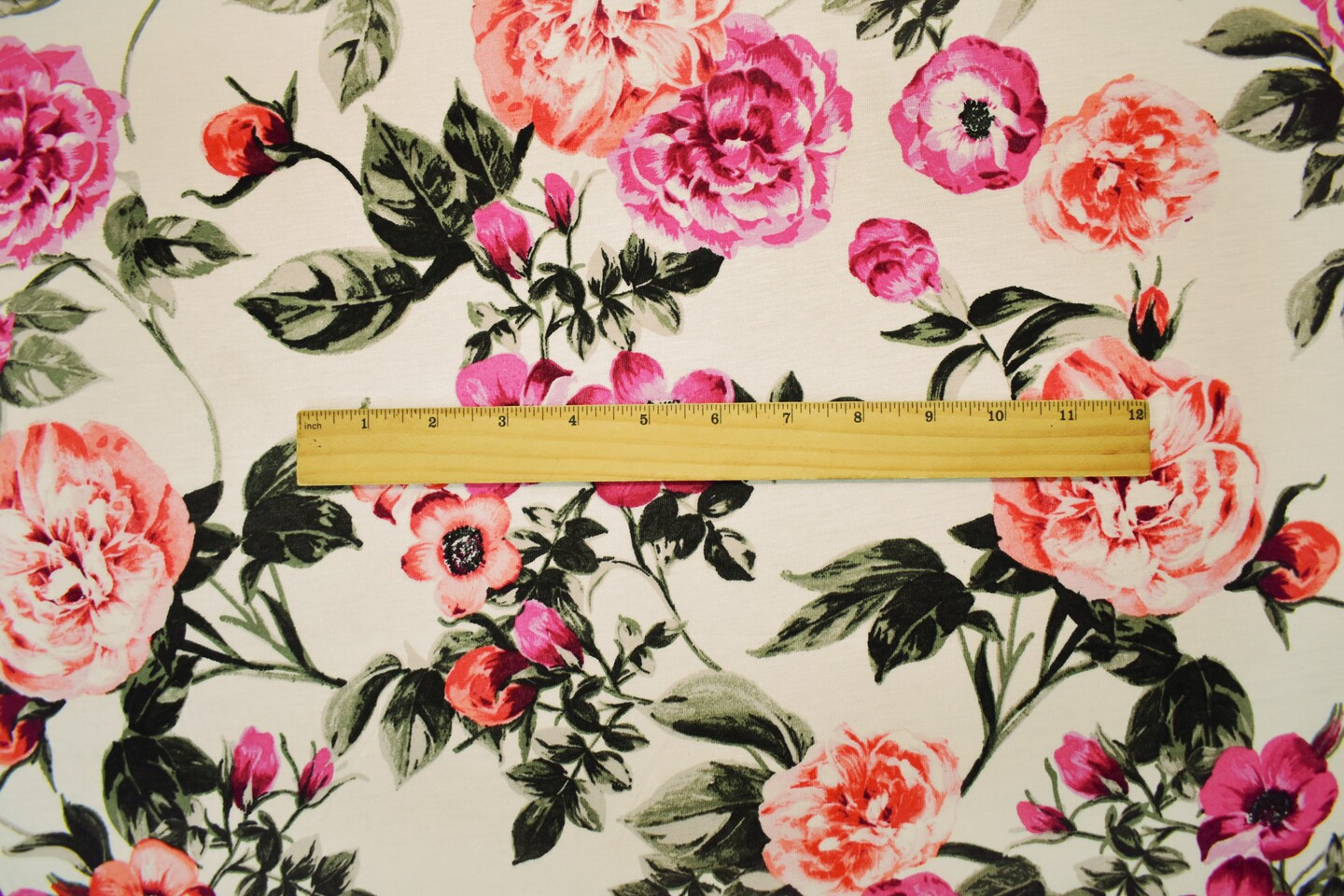 Ivory-Multi Rayon Stretch Spandex Floral Print Jersey Knit Fabric By the Yard