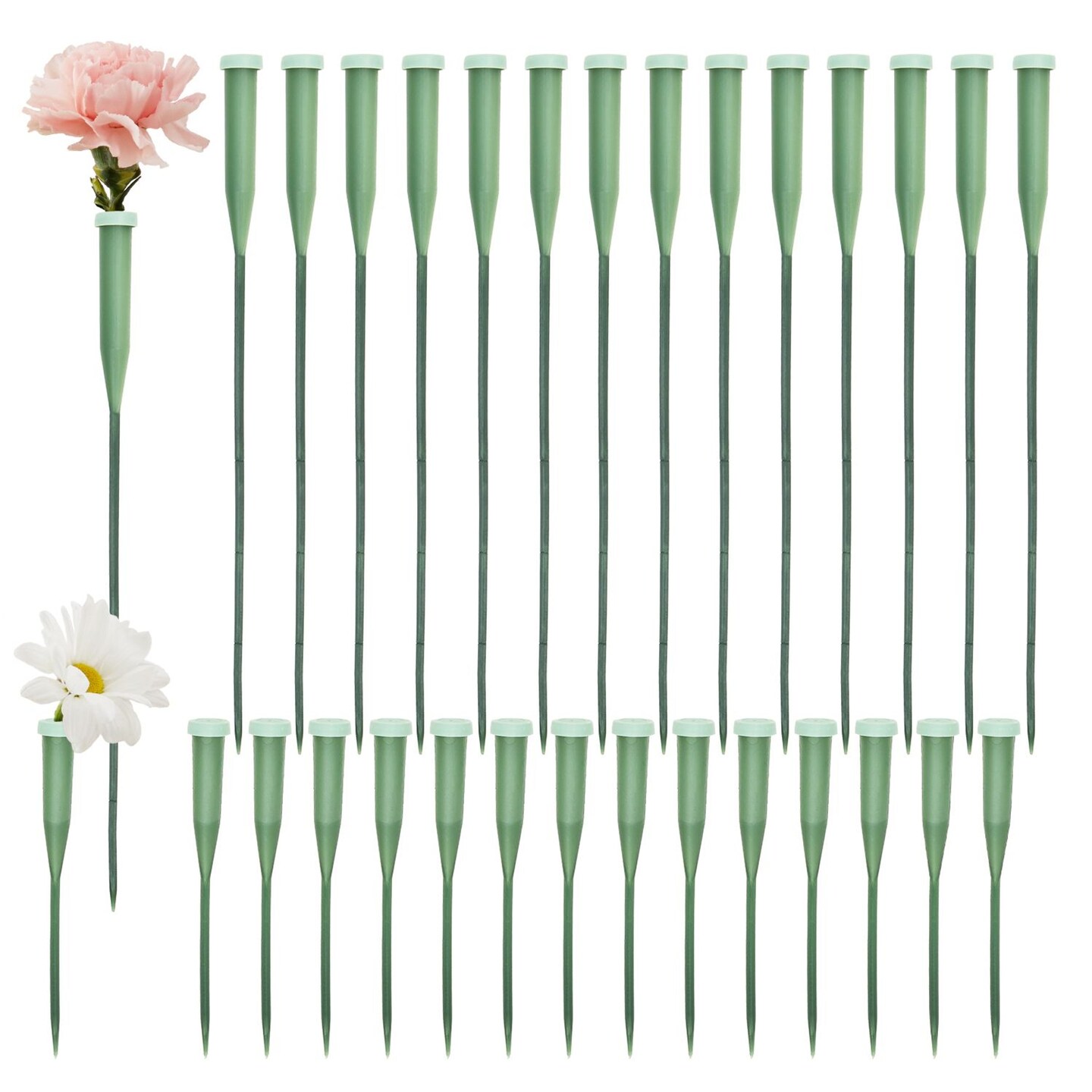 Bright Creations Floral Water Tubes - 6 in & 12 in, Green, 30 Pack - Flower Stem Water Vials with Caps for Bouquets & Centerpieces