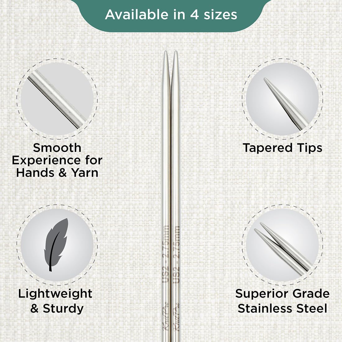 KnitPro Stelo Petite Interchangeable Circular Knitting Needles 5" (13cm) Size 0-2