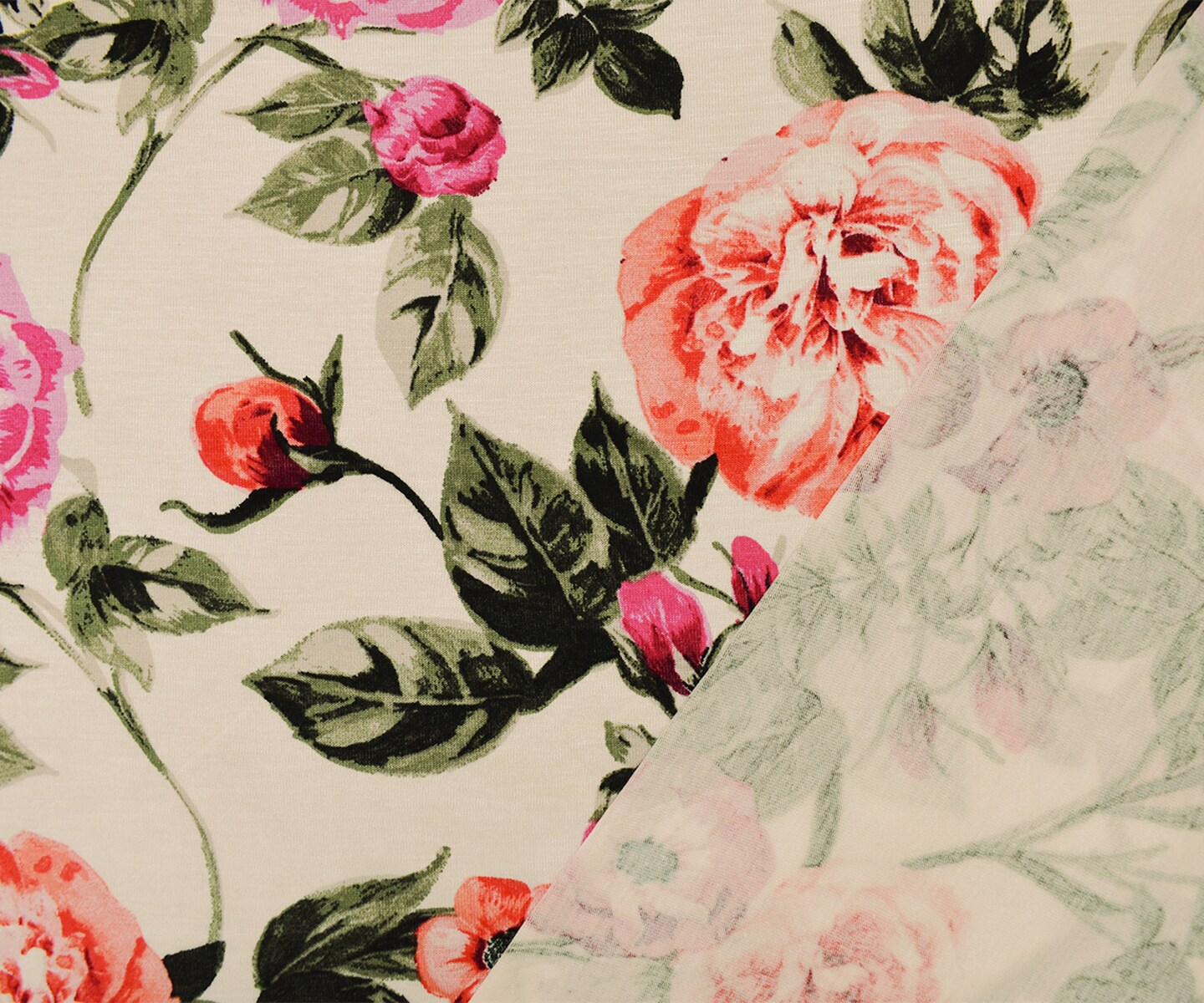 Ivory-Multi Rayon Stretch Spandex Floral Print Jersey Knit Fabric By the Yard