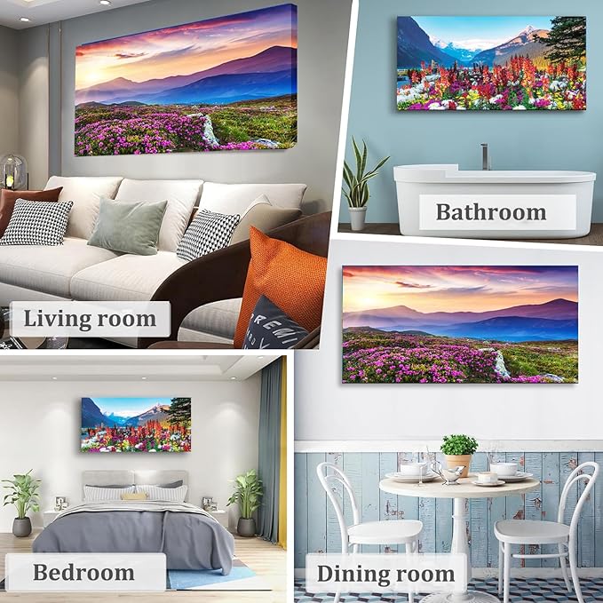 2 Pack Diamond Art Kits for Adults, Mountains Diamond Painting Kits Flowers, Large Size Diamond Art Kits for Adults Nature Scenery 16x28inch Home Wall Decor