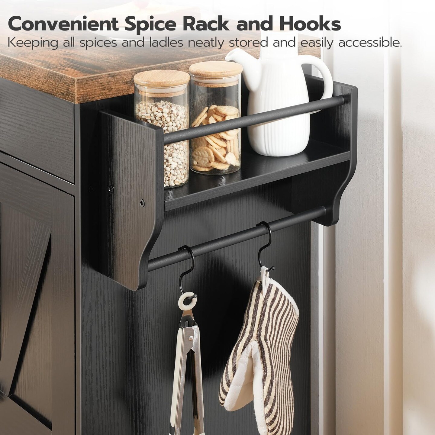 Brown Rolling Kitchen Island with Power Outlet, 2 Drawers, Cabinets