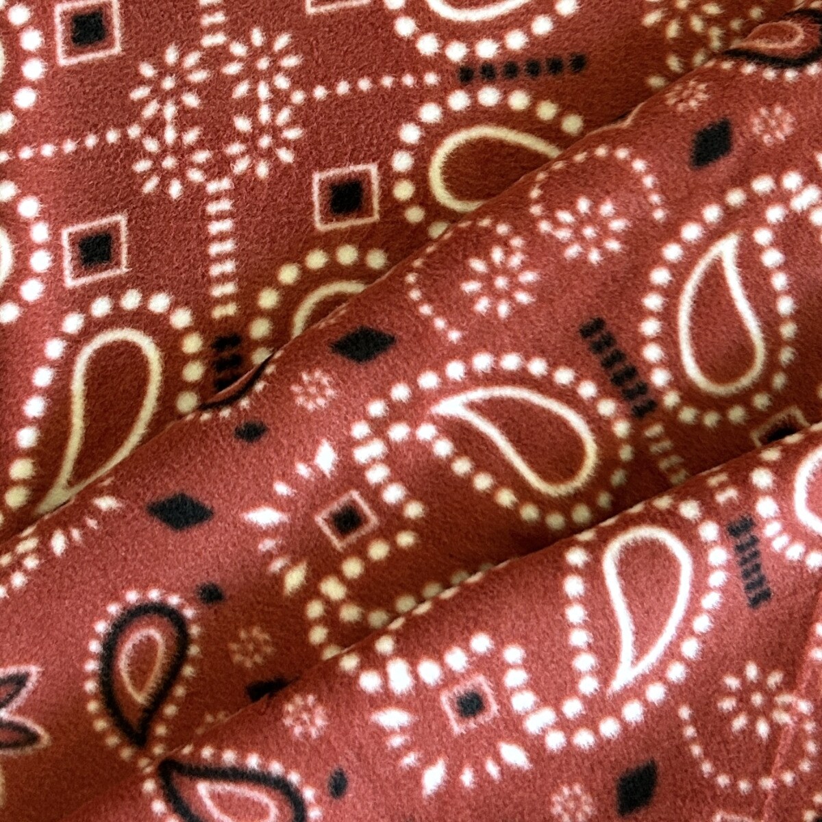 Bandana Handkerchief Red Anti-Pill Premium Fleece Fabric | By The Yard