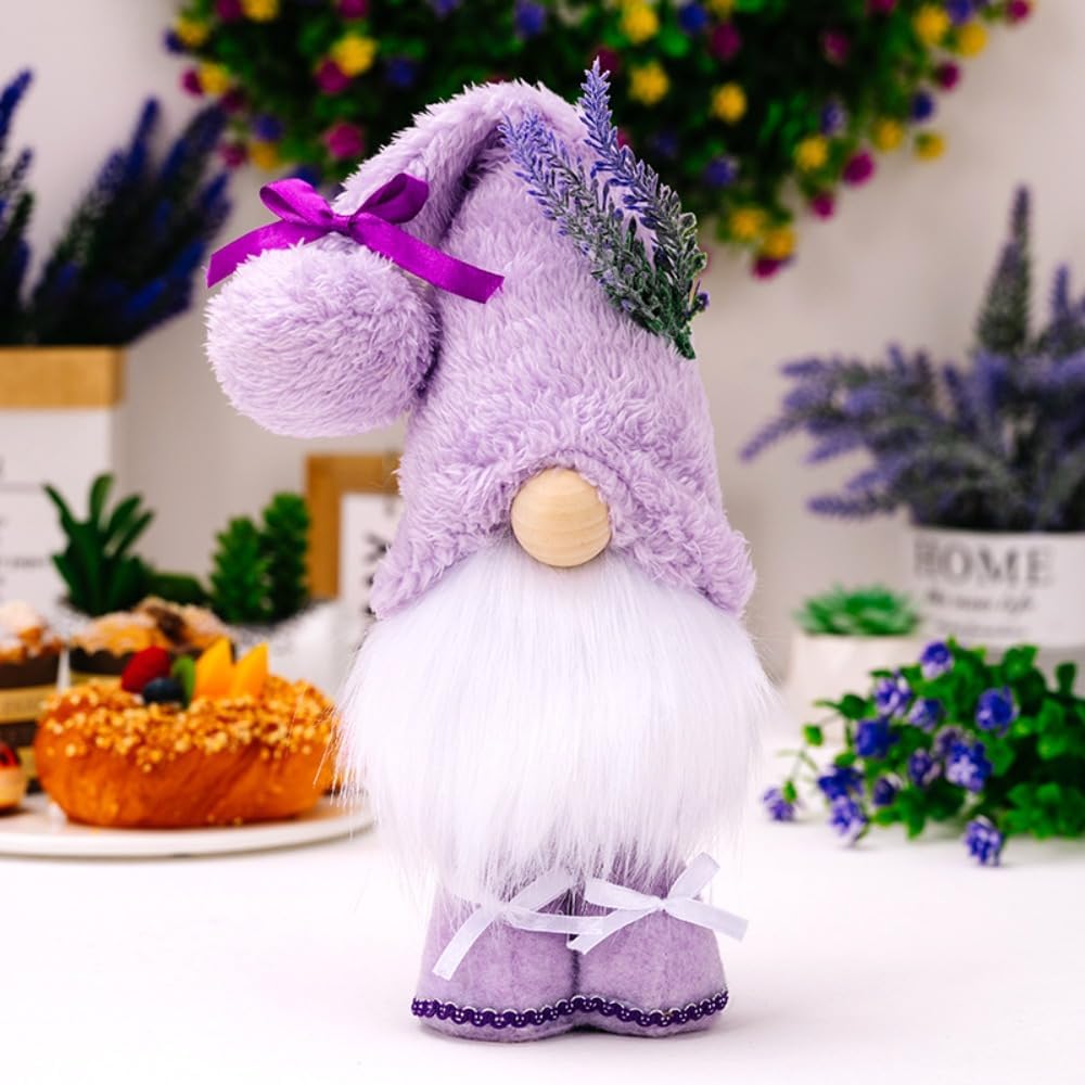 Fall Gnome Plush Purple – Lavender Autumn Home Decorations, Tiered Tray Decor, Tomte Elf Doll, Christmas & Holiday Party Gifts