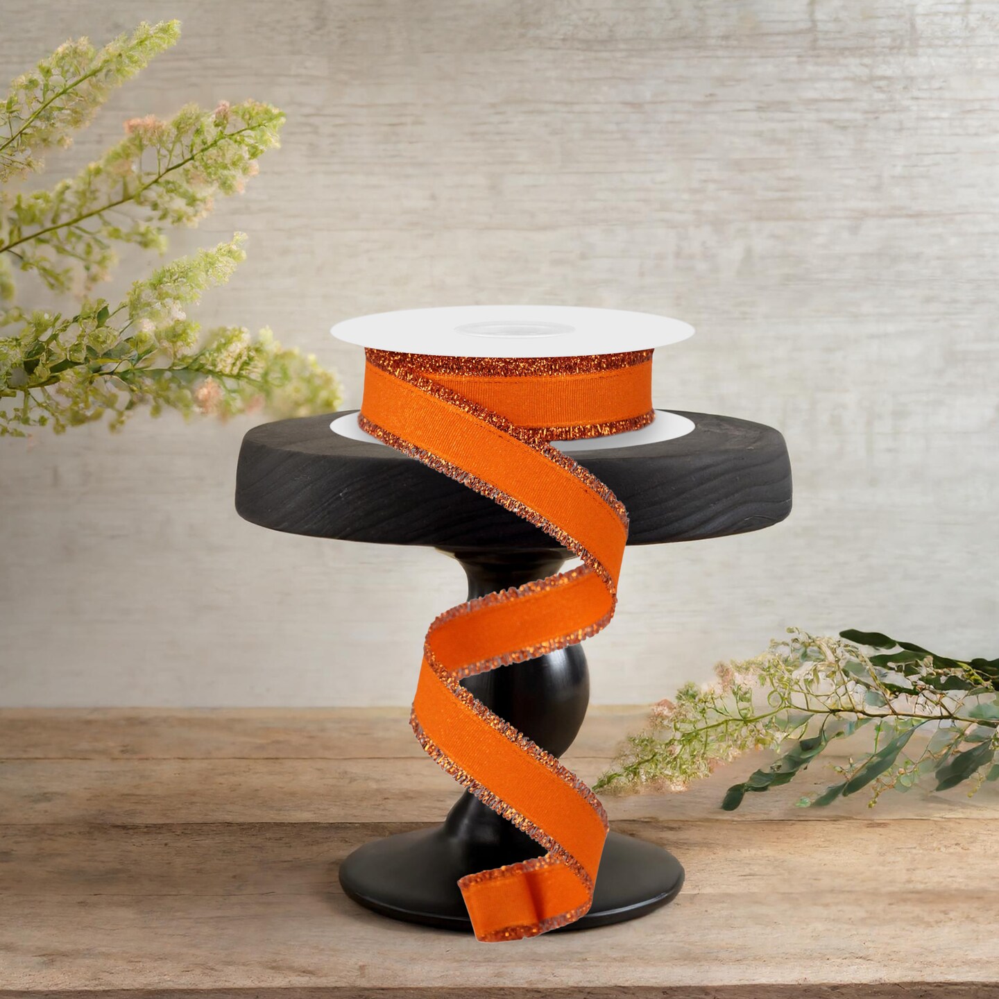 7/8&#x22; Fuzzy Edge Ribbon: Orange (10 Yards)