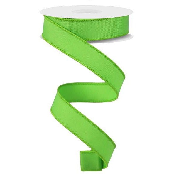 7/8&#x22; Diagonal Weave Ribbon: Lime Green  (10 Yards)