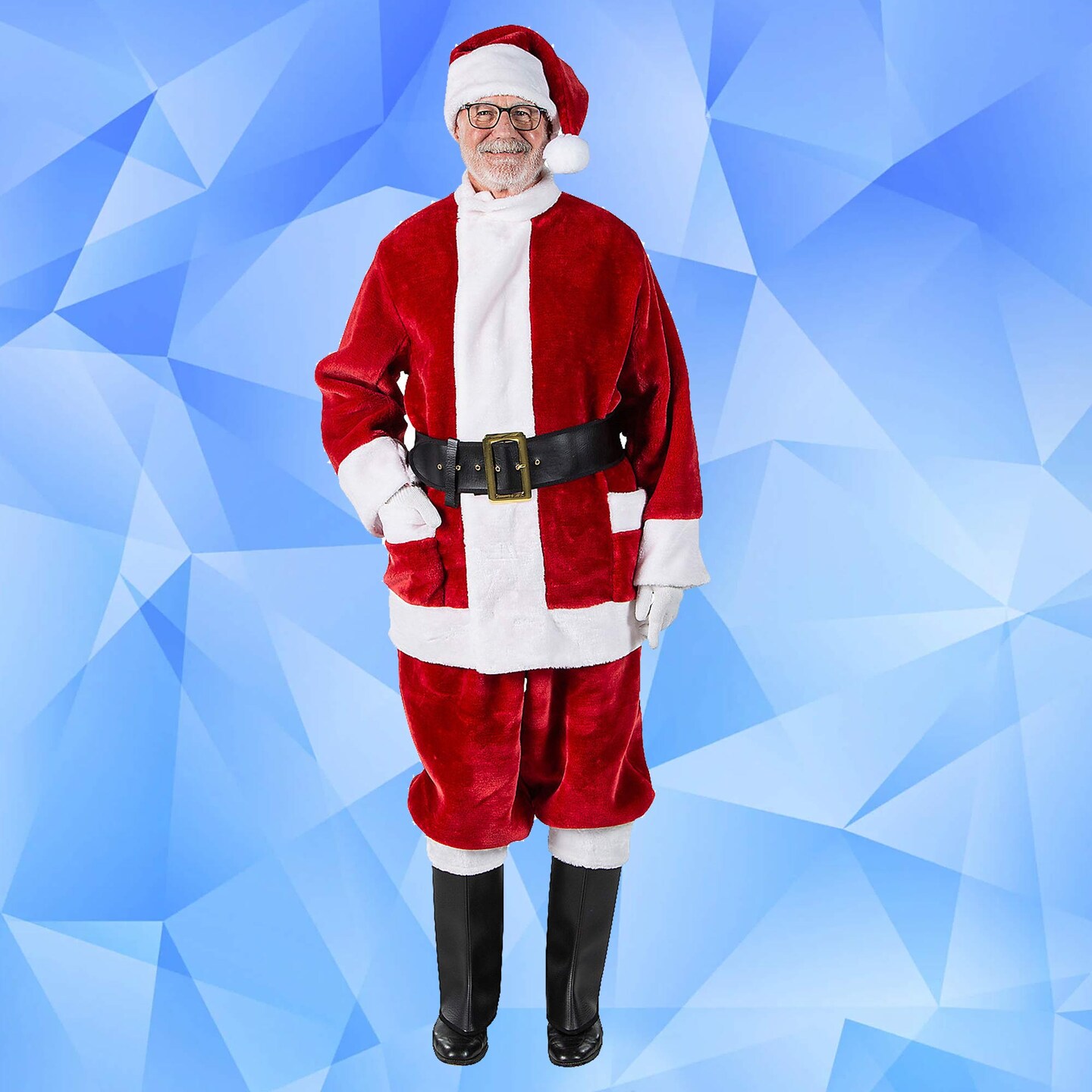 Burgundy Deluxe Santa Costume with Plush Trim and Deep Outside Satin-Lined Pockets