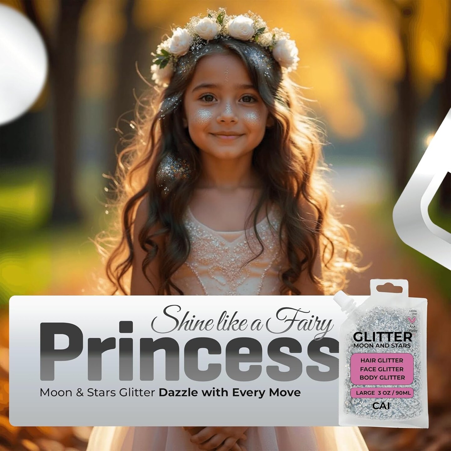 Hair Glitter Gel &#x2013; Body Glitter for Kids and Women - Silver