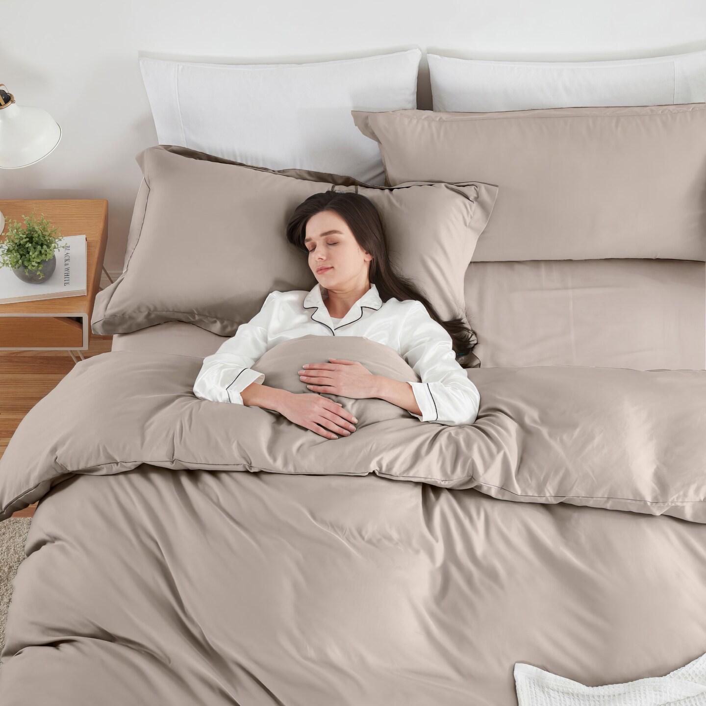 Hearth &#x26; Harbor Duvet Cover With Fitted Sheet Soft Double Brushed Bedding Set