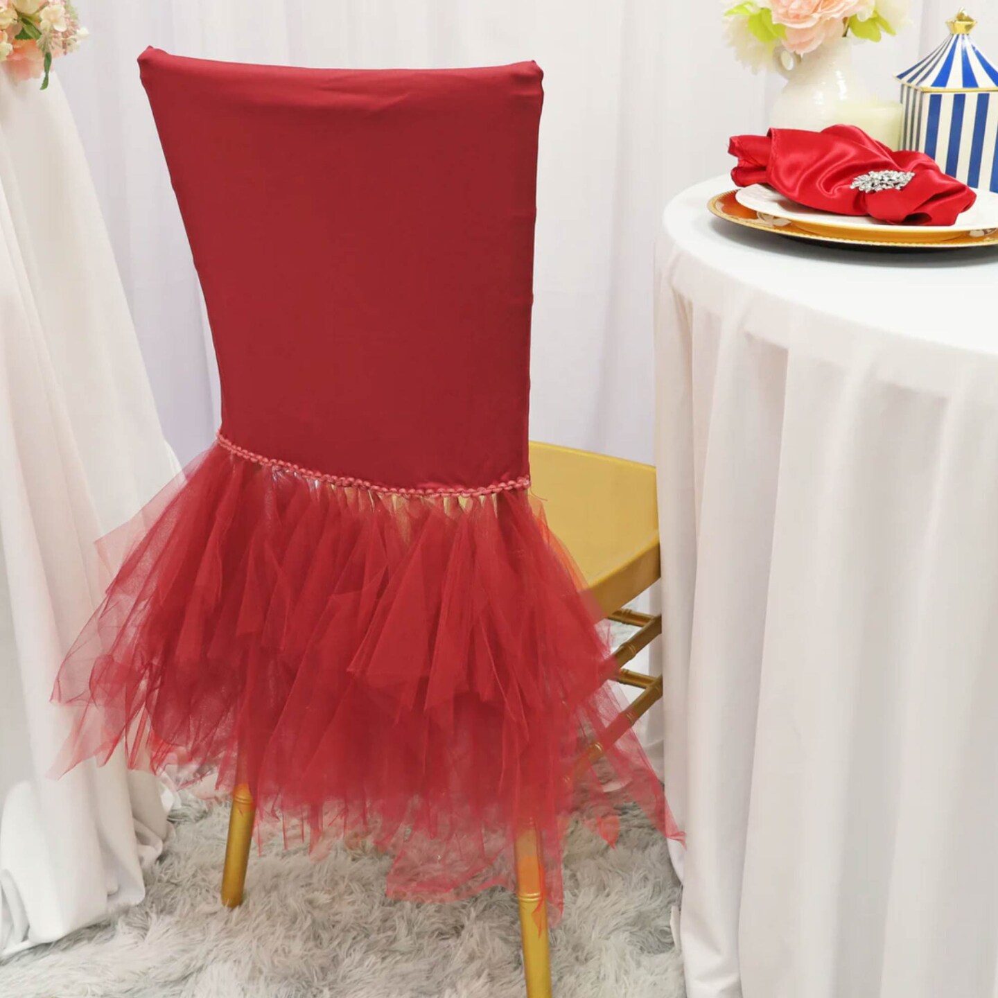 1 Piece Vibrant Apple Red Ballerina Stretch Spandex Chiavari Chair Cover Chic Event Accent