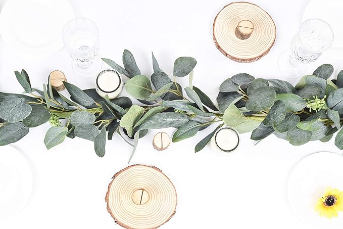 6.2 Feet Eucalyptus Garland Artificial Silk Eucalyptus Leaves Vines Handmade Garland Greenery Wedding Home Backdrop Arch Wall Decor