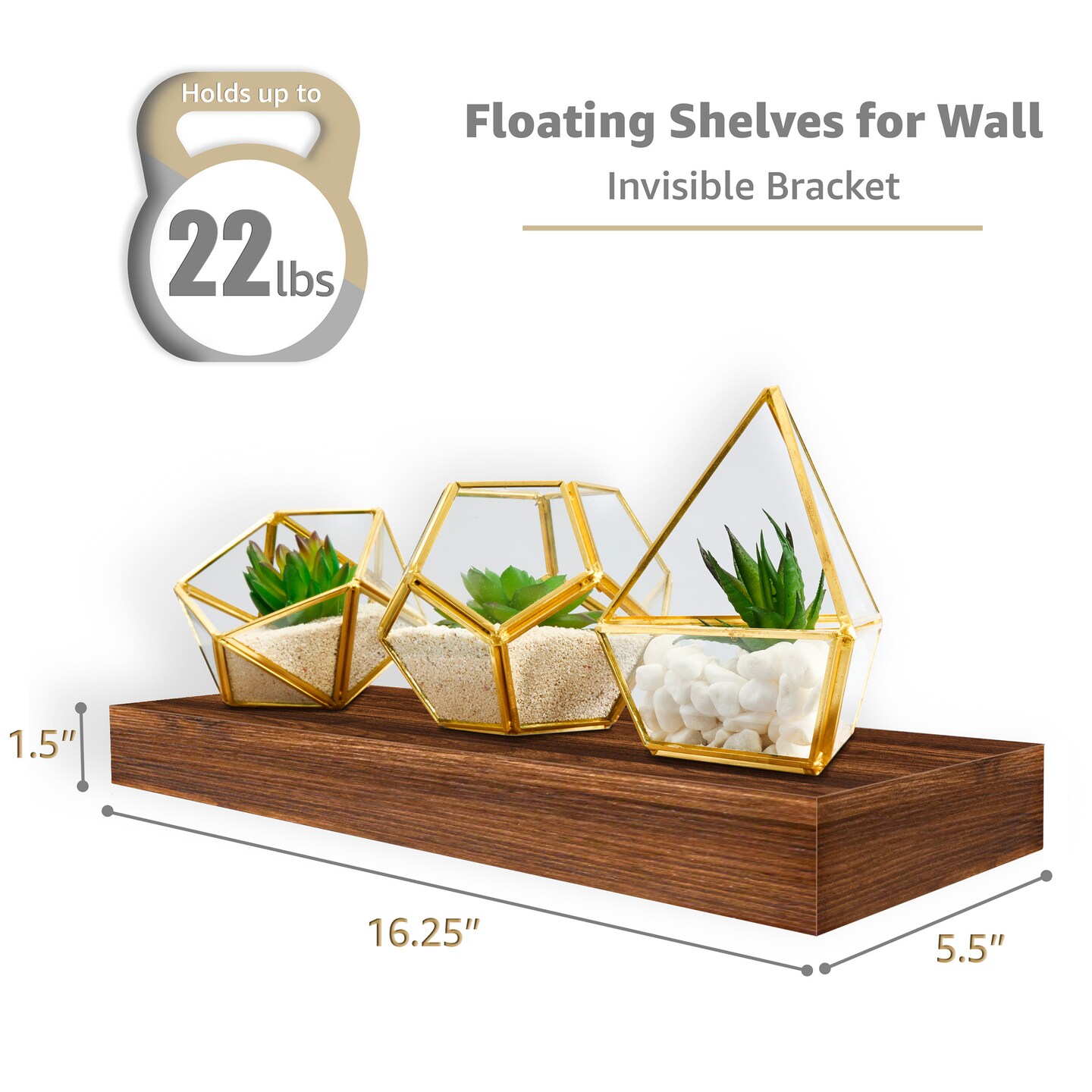 Sorbus 3 Pack Wall Mounted Floating Shelves - for Bedroom, Kitchen, Living Room, Office - Floating Shelf for Trophies, Books, Frames, etc