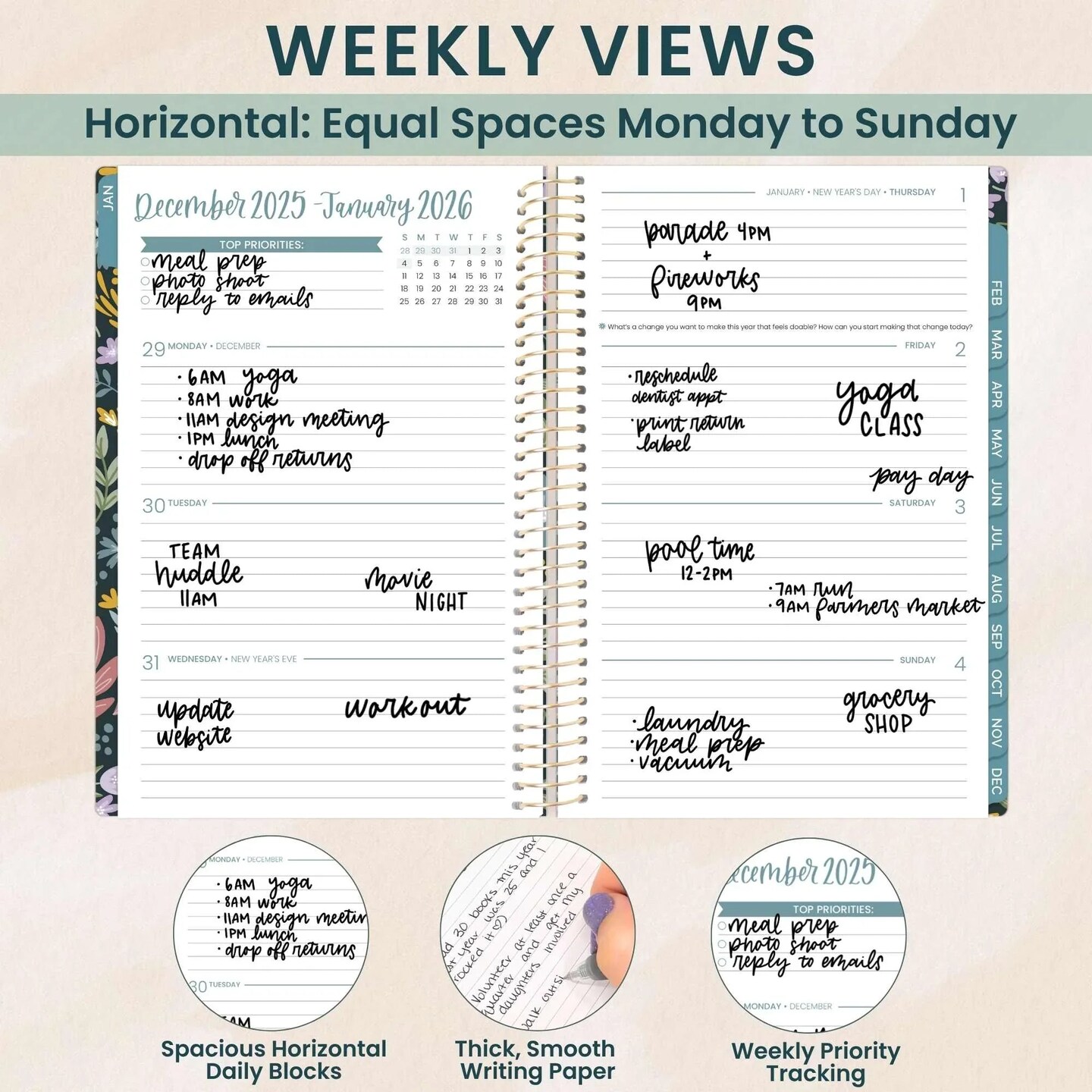 bloom daily planners 2026 Soft Cover Weekly & Monthly Planner, 5.5" x 8.25", Be Kind