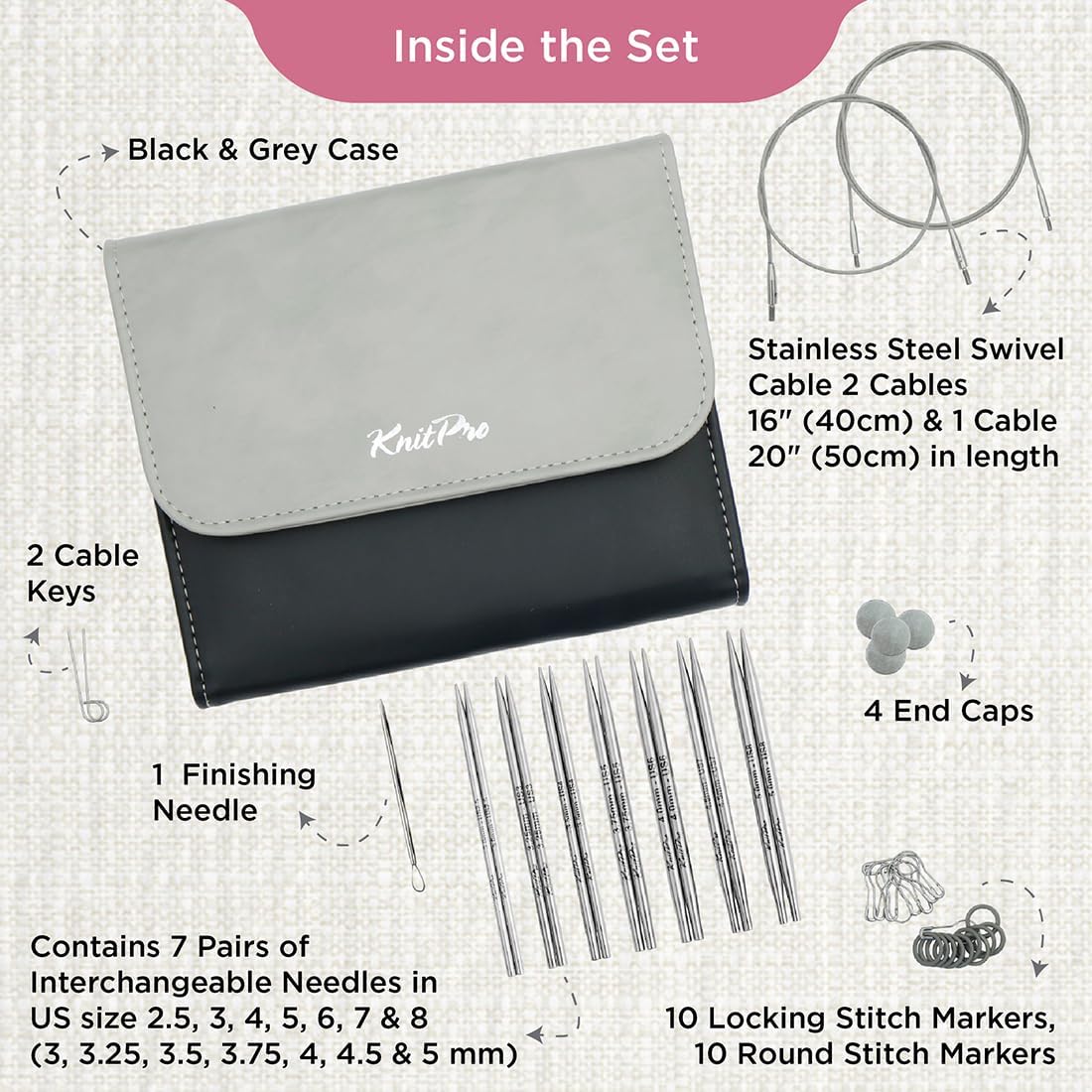 KnitPro Stelo Midi Special Interchangeable Knitting Needle Set 4" (10cm)