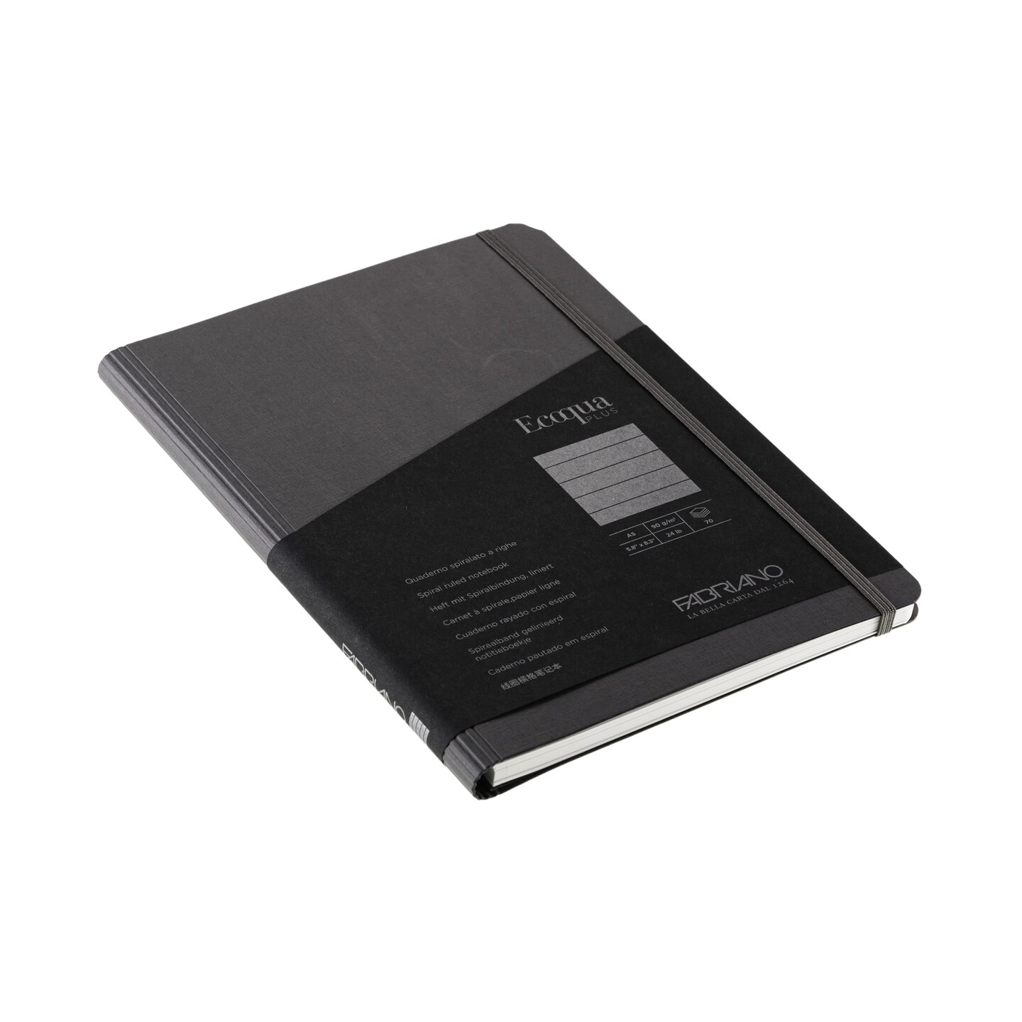 Fabriano Ecoqua Plus Hidden Spiral-Bound Notebook, 5.8" x 8.3", A5