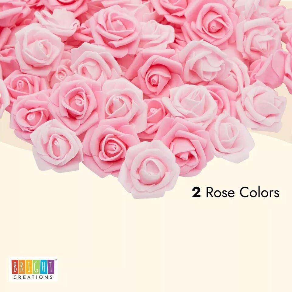 Artificial Rose Heads for Crafts Wedding Decorations, 2 Colors (2 in, 200 Pack)