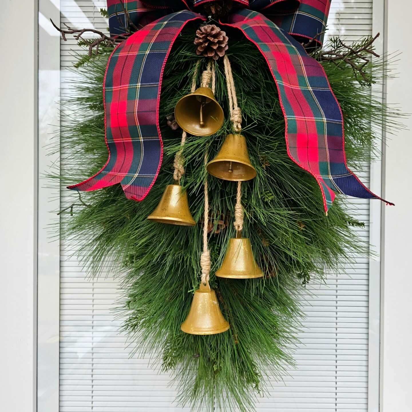 Traditional Christmas Wreath Swag For Front Door, Outdoor Double