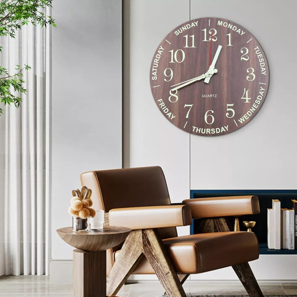 Large Luminous Wall Clock Glow In The Dark Quartz Home Decor Gift Night Clocks