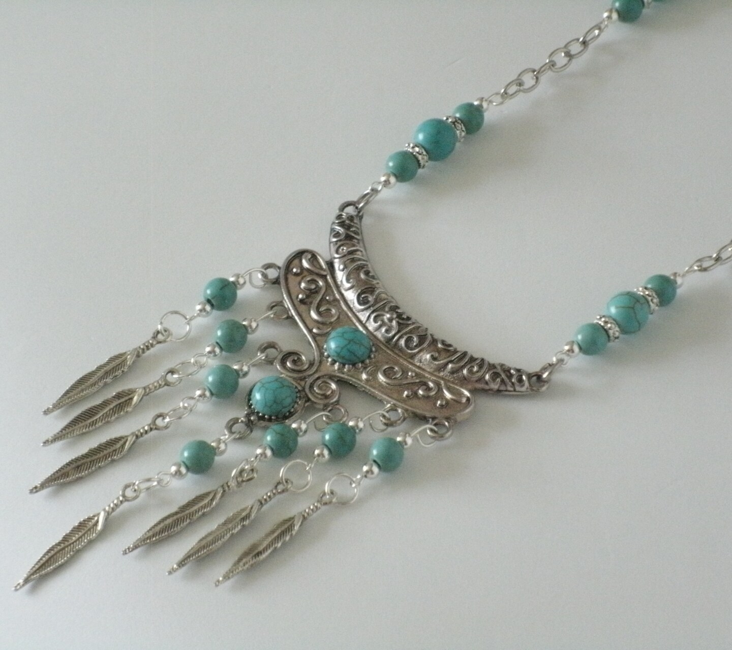 Turquoise Initial Necklace - Bohemian Crystal Letter Pendant On Long Chain, Adjustable, Gift For Women & Men