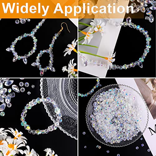 600 Pieces Crystal Beads, Glass Beads, Assorted Crystal Beads for Jewelry Making, Rondelle Jewelry Beads with Container Box, Glass Beads Bulk for DIY Necklace Bracelet Earring(4/6/8mm, AB Color)