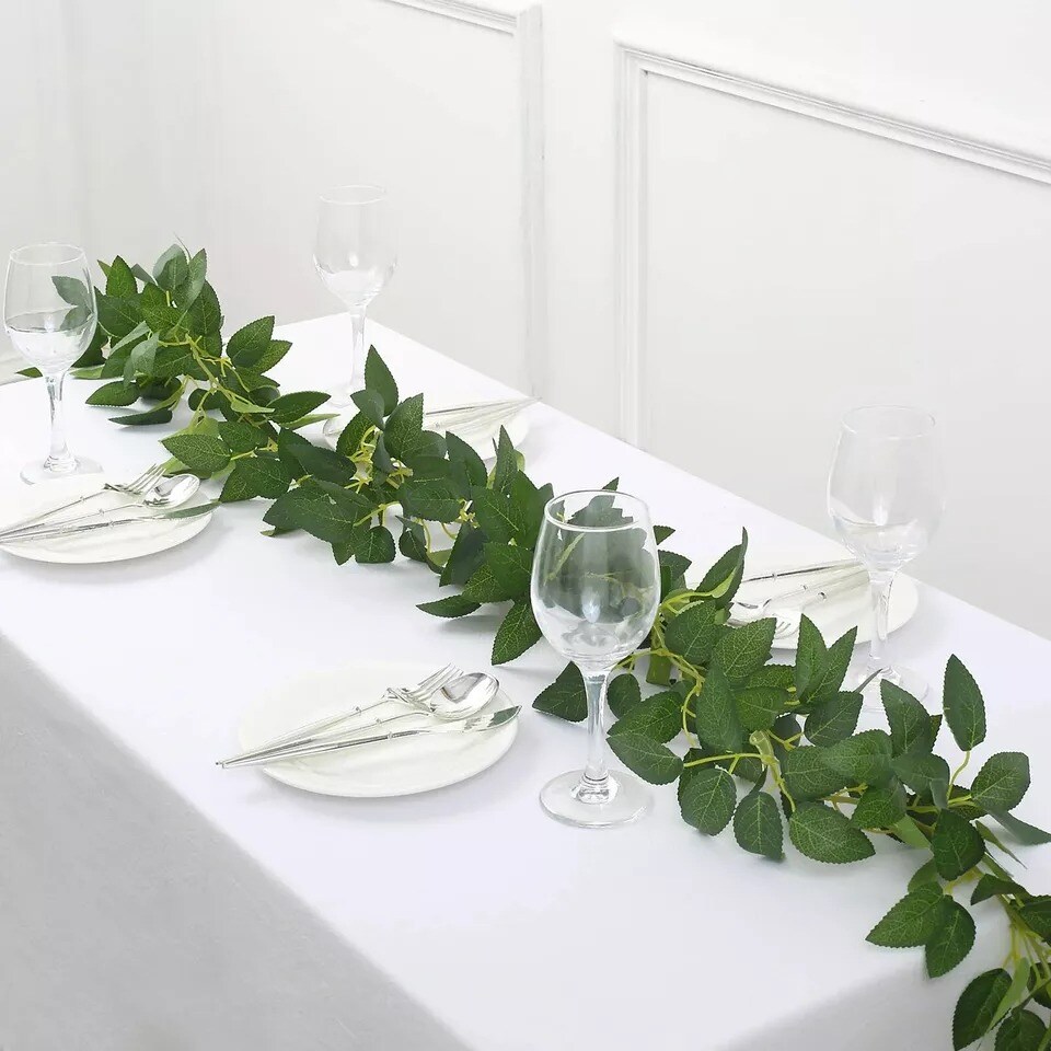 6 feet Green Silk Rose LEAVES Artificial Vine Greenery Garland Party Decorations