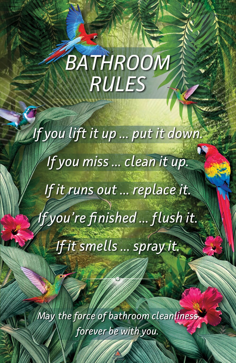 Bathroom Rules Poster Parrot Green Wall Decor Art Print, 11&#x22;x17&#x22;, Unframed