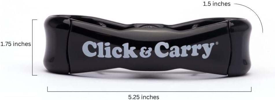 2 Pack, Black - As seen on Shark Tank, Soft Cushion Grip, Hands Free Grocery Bag Carrier, Plastic Bag Holder, Haul Sports Gear, Click and Carry with Ease