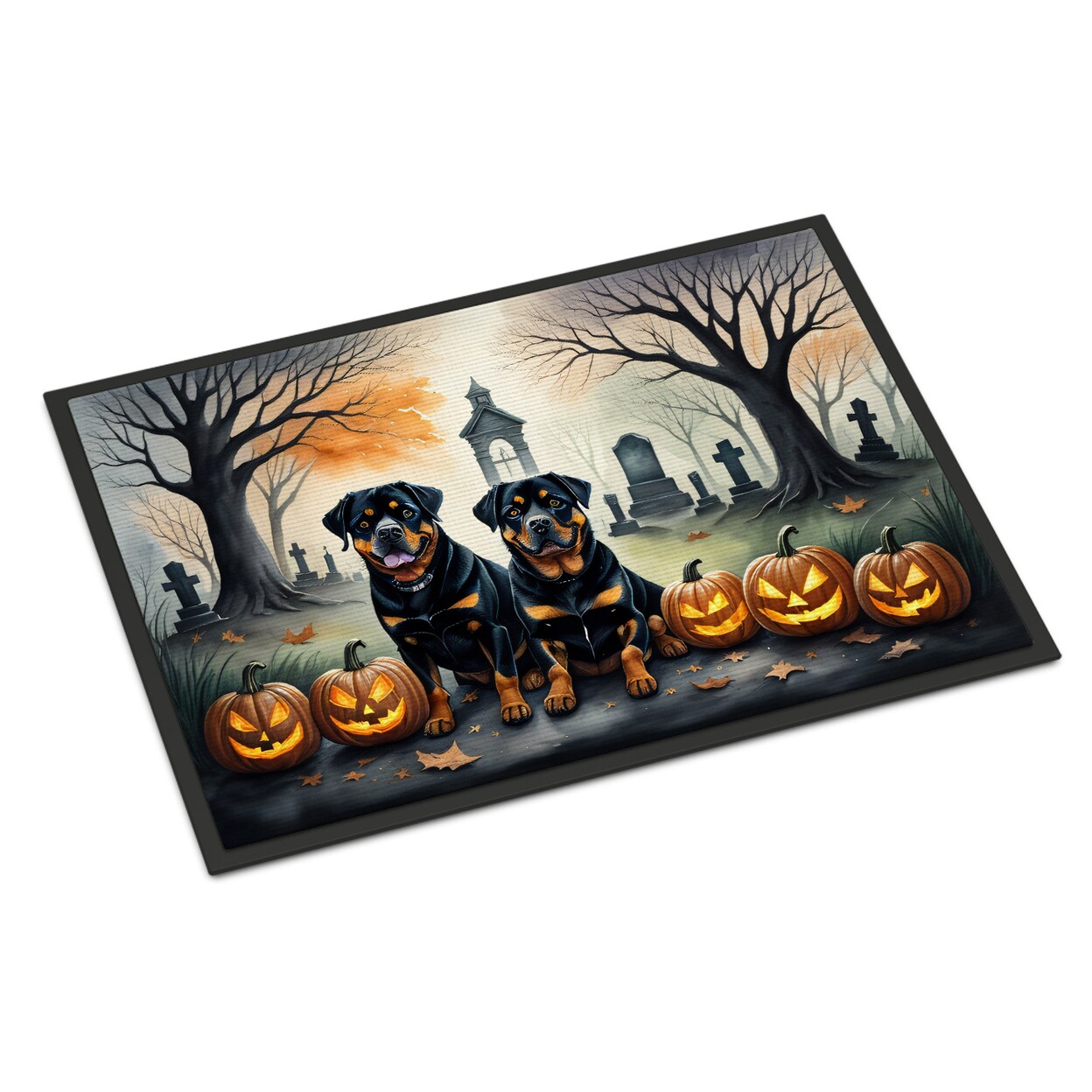 Rottweiler Spooky Halloween Doormat 18X27