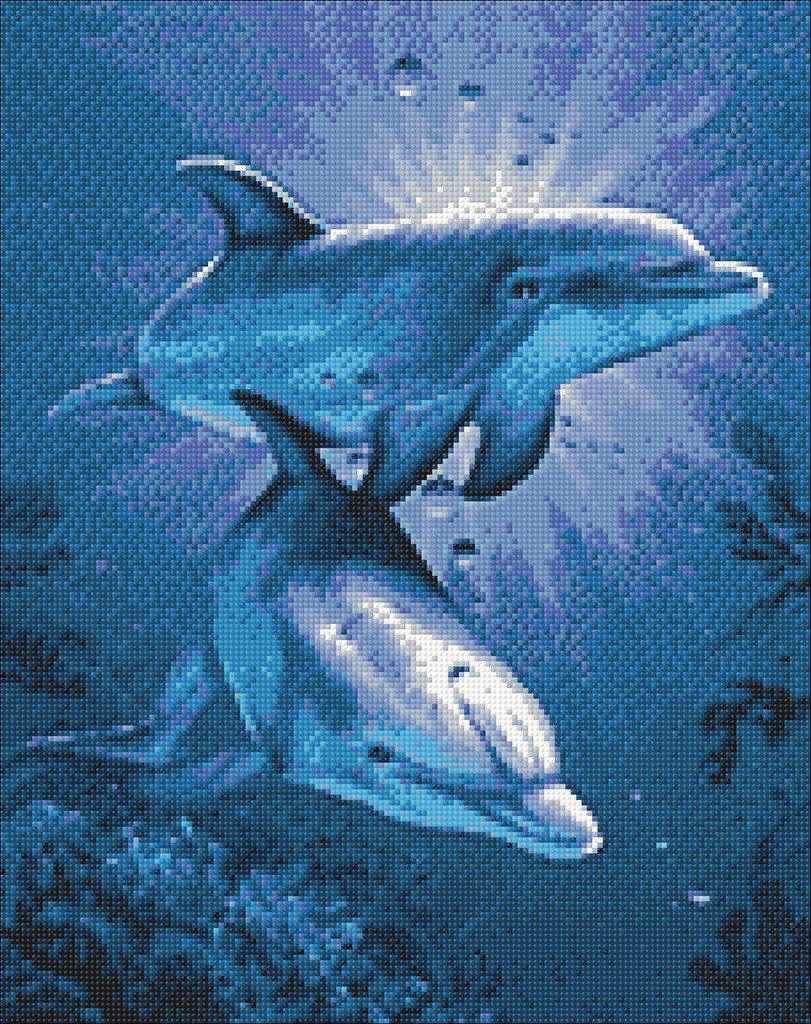 Dolphins&#x27; Dating WD222 14.9 x 18.9 inches Wizardi Diamond Painting Kit
